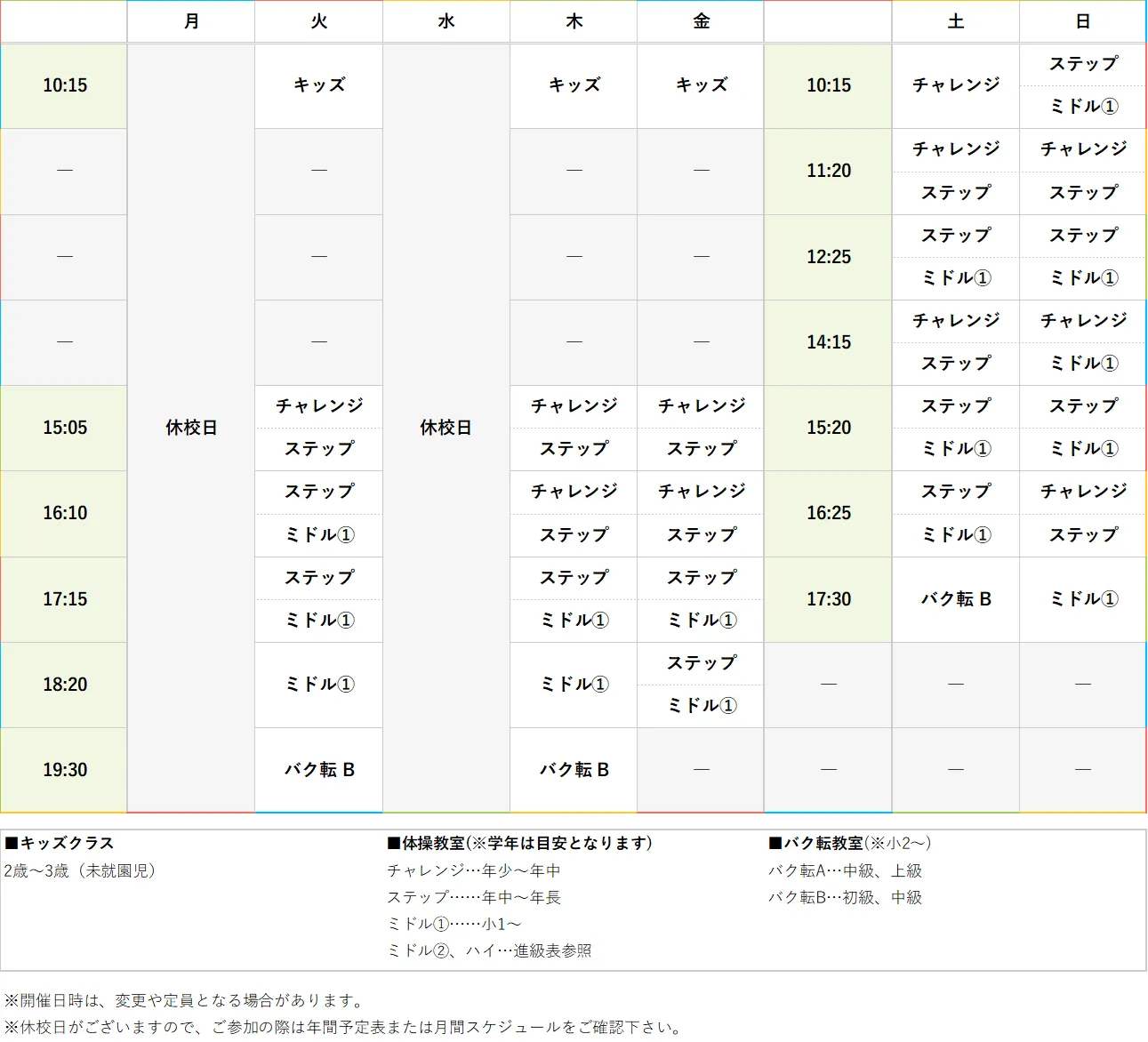 週間スケジュール