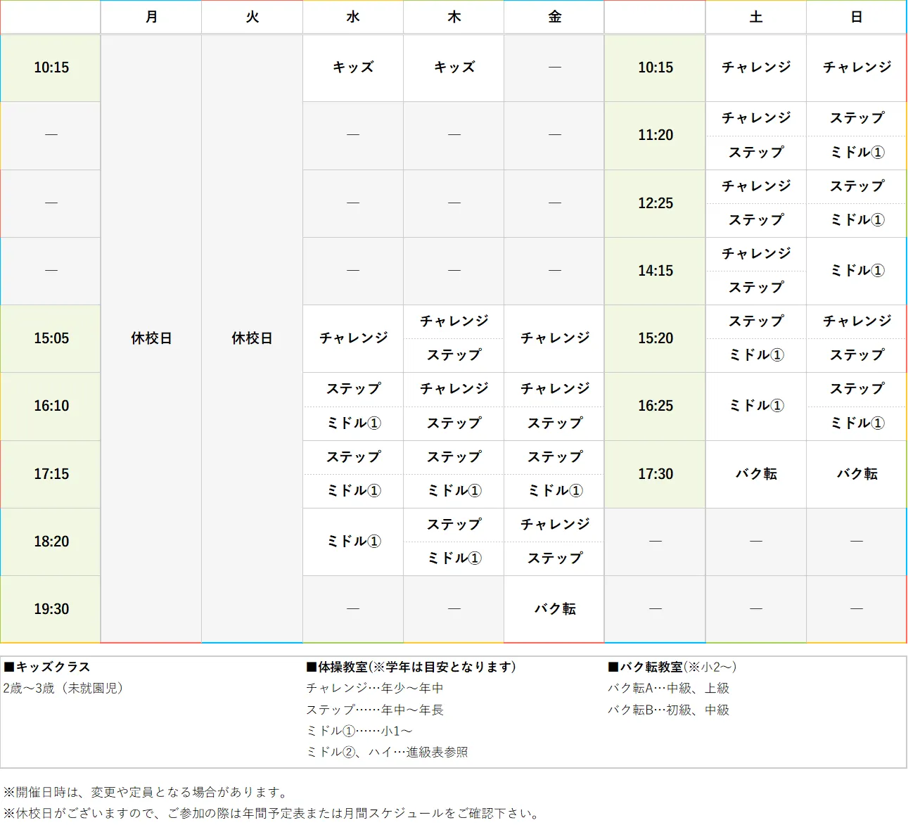 週間スケジュール