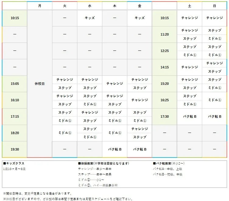 週間スケジュール
