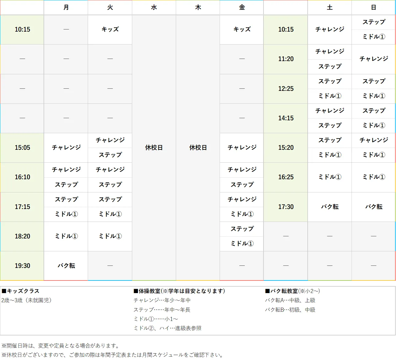 週間スケジュール