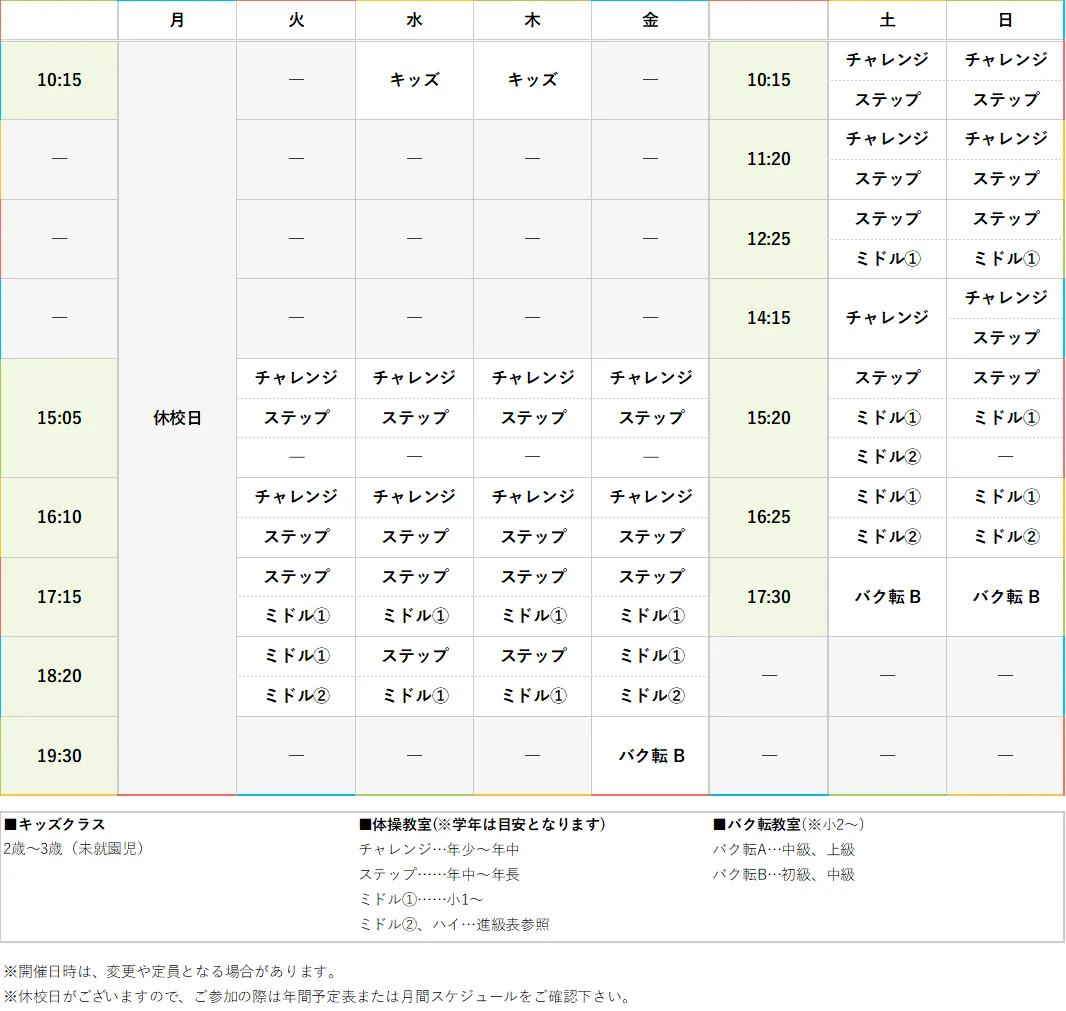 週間スケジュール