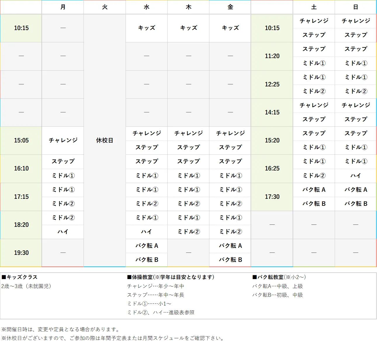 週間スケジュール